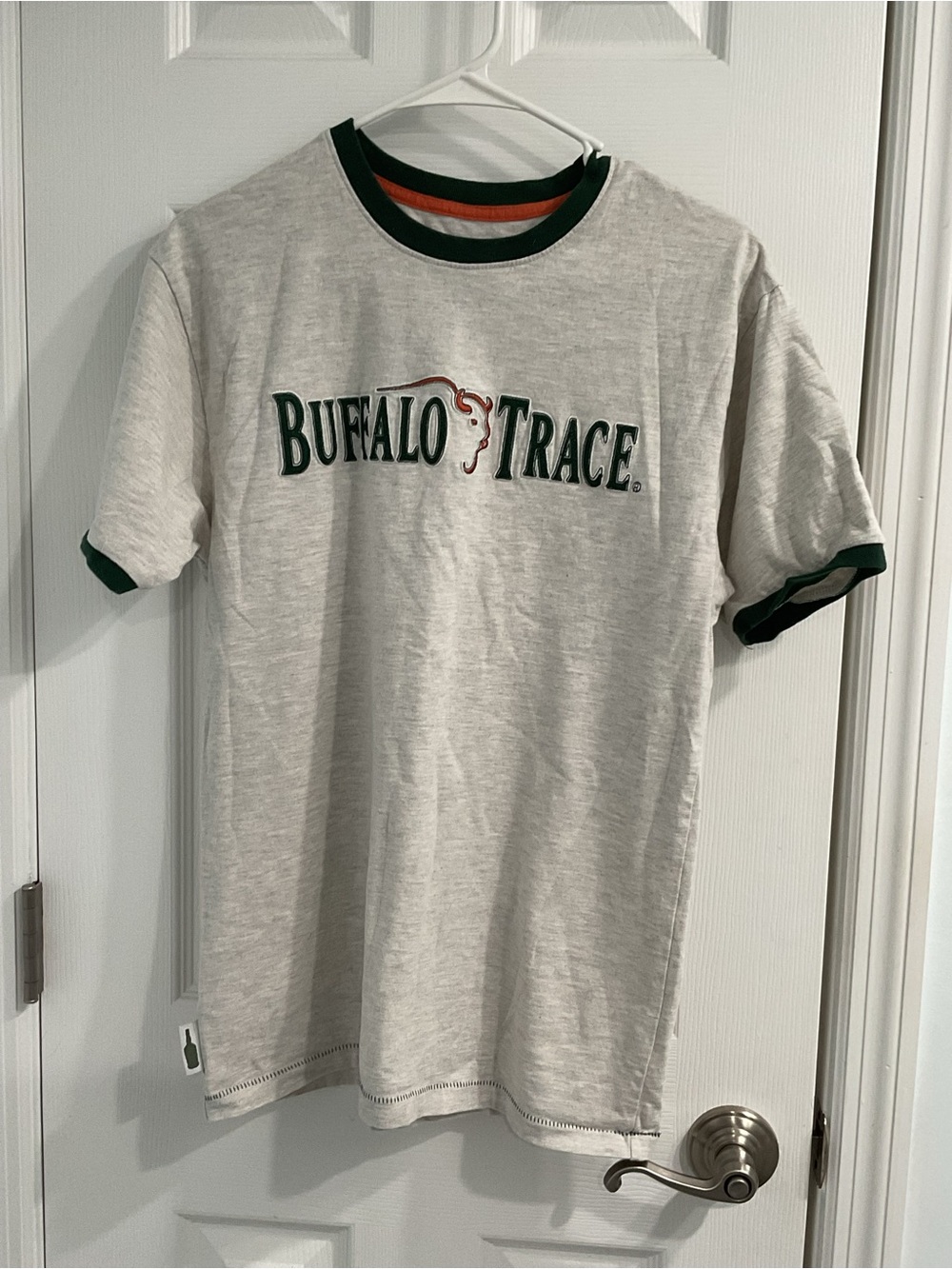Buffalo David Bitton Light Gray T-Shirt with Dark Green Trim and Orange Accent